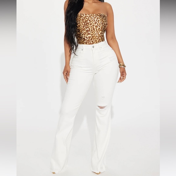 White Stretch Flare Jeans - Picture 2 of 4